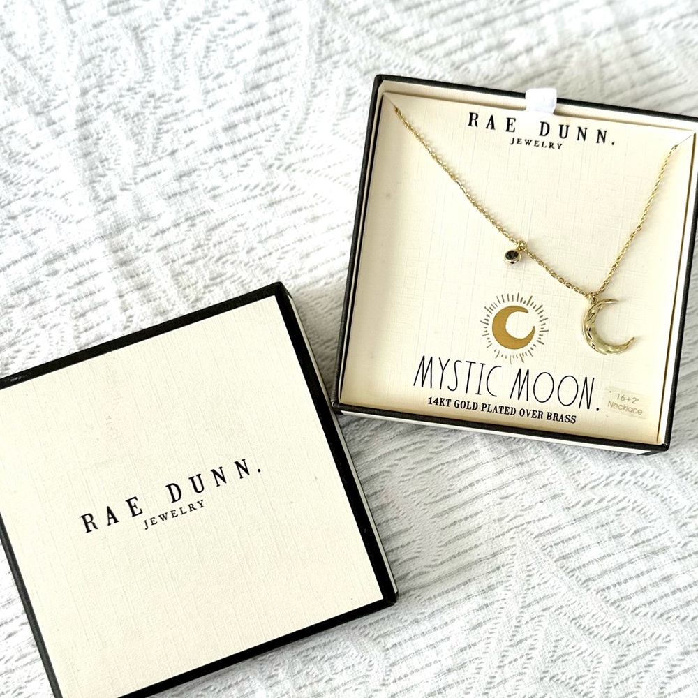 RAE DUNN Jewelry Mystic Moon Necklace Mystic Topaz Gold Plated NWT - Picture 4 of 8